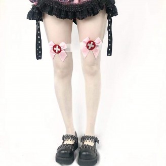 Pink Bowknot Yami Kawaii Style Pantyhose by Broken Bone (BBE12)